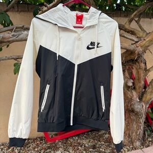 Nike White and Black Windbreaker Jacket